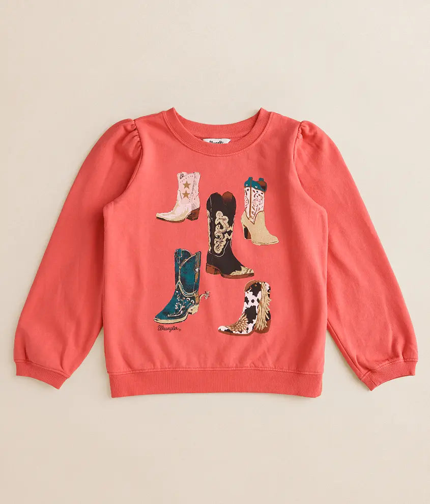 Wrangler Girls Pink Boot Sweatshirt