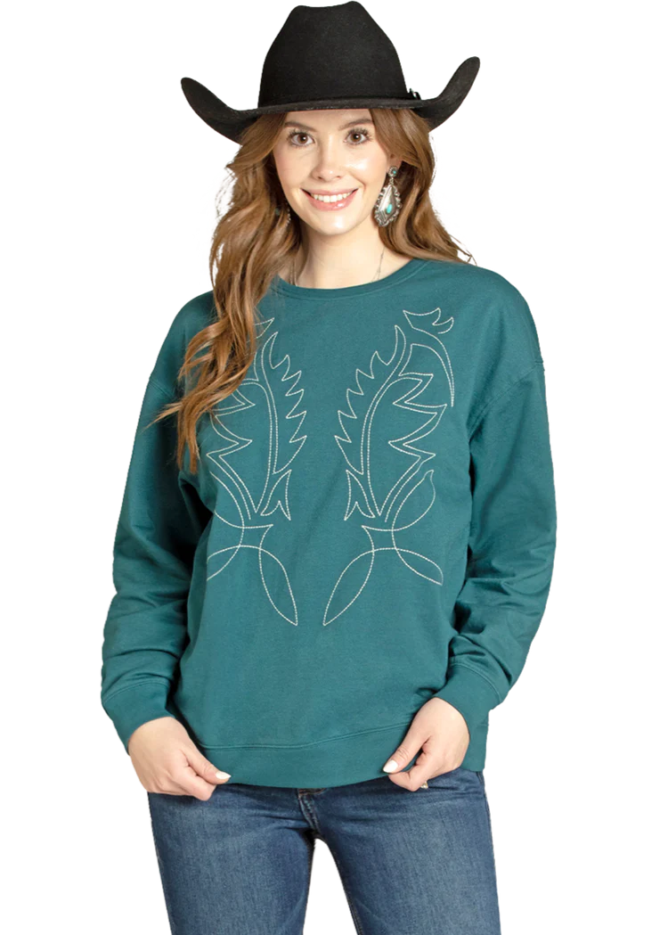 Rock&Roll Boot Stitch Sweatshirt Teal