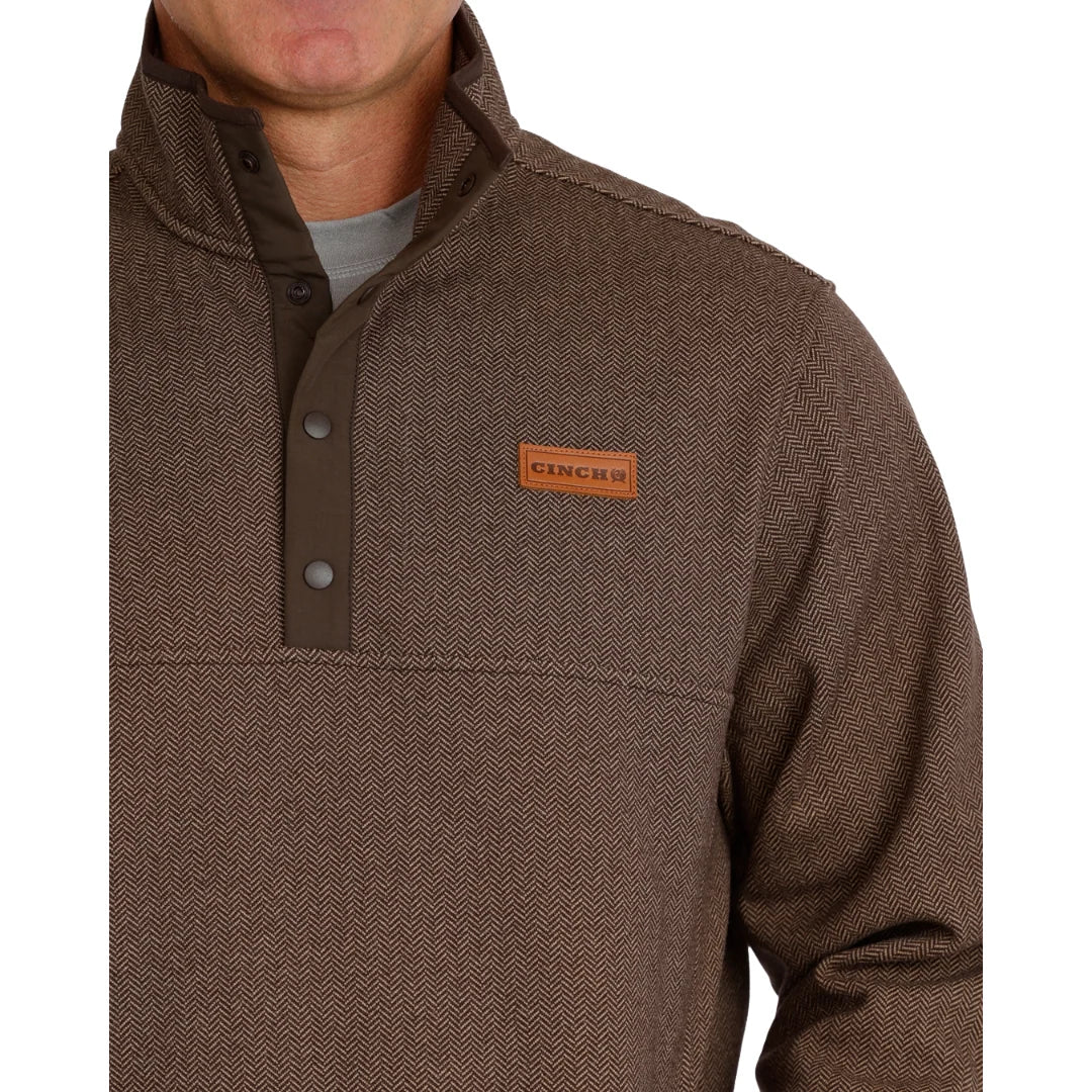 Cinch Mens Brown Herringbone Pullover