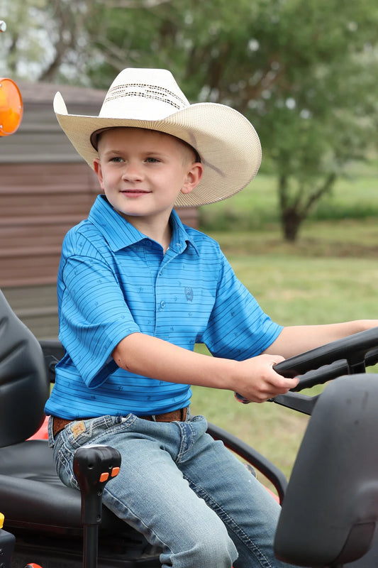 Cinch Boy's Arenaflex Blue Polo