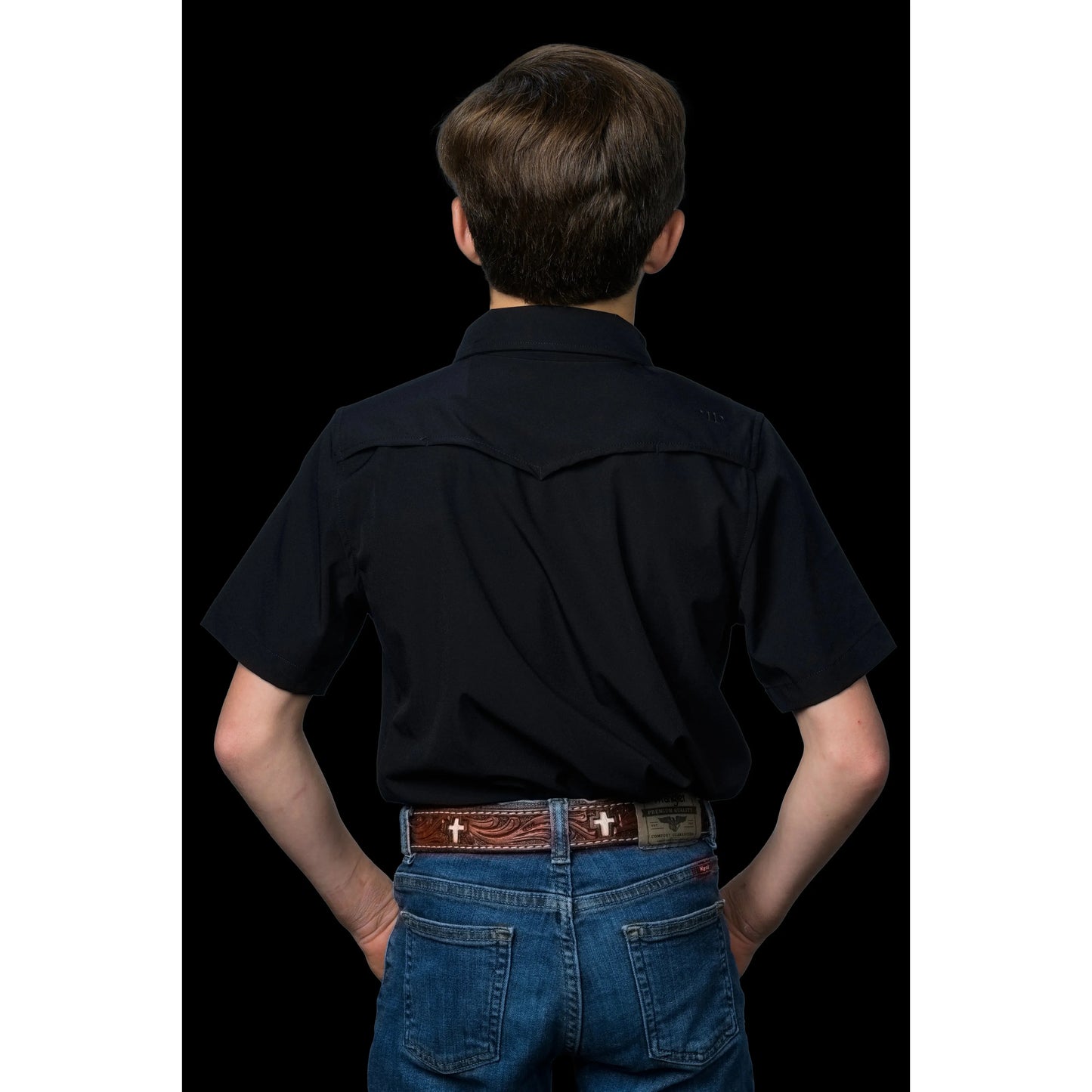 Ferrell Boy's Short Sleeve Snap Shirt Black