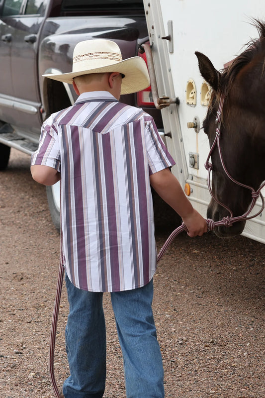 Boy's Cinch Red/White Striped SS Shirt