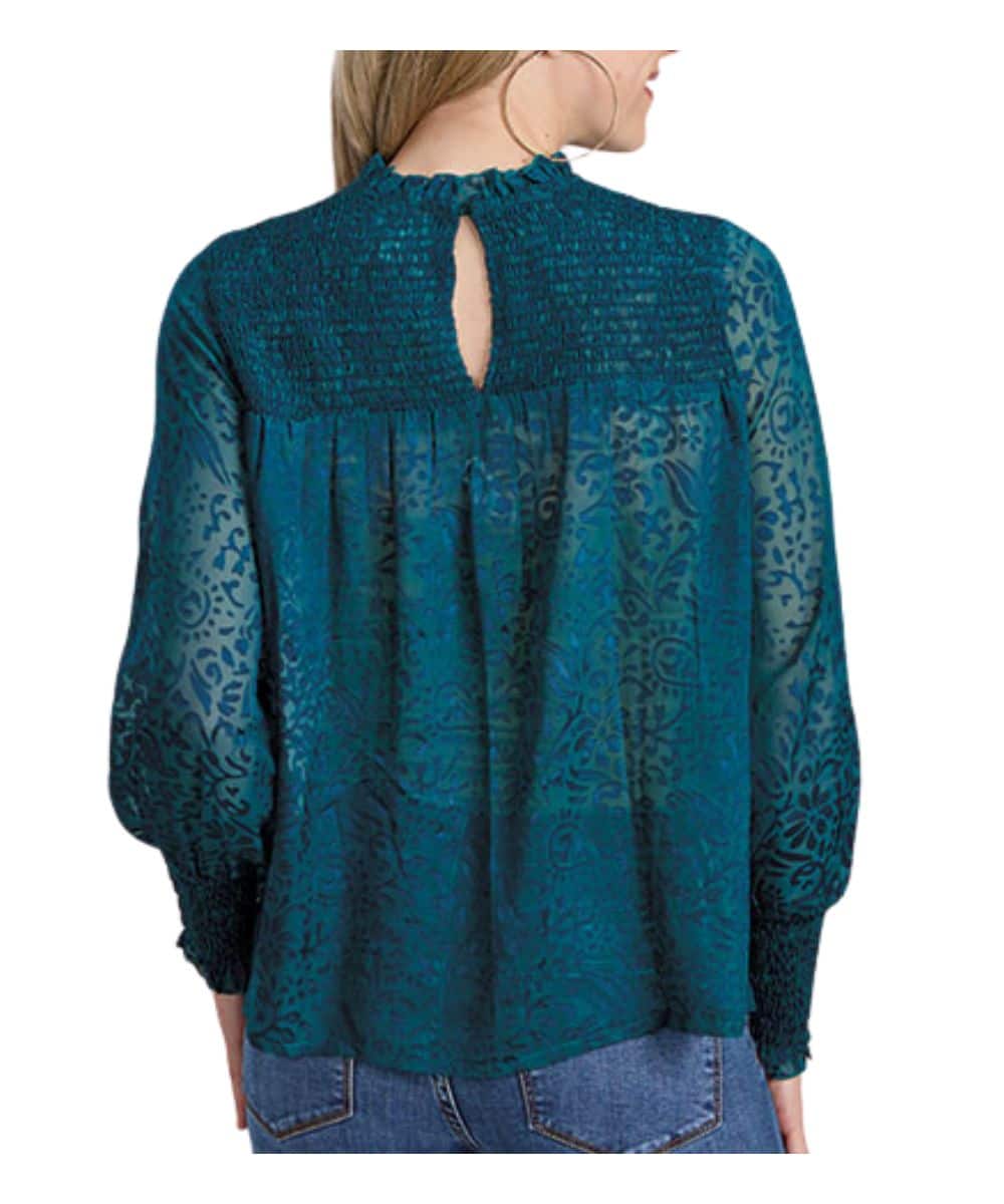 Roper Teal Burnout Brasso Blouse