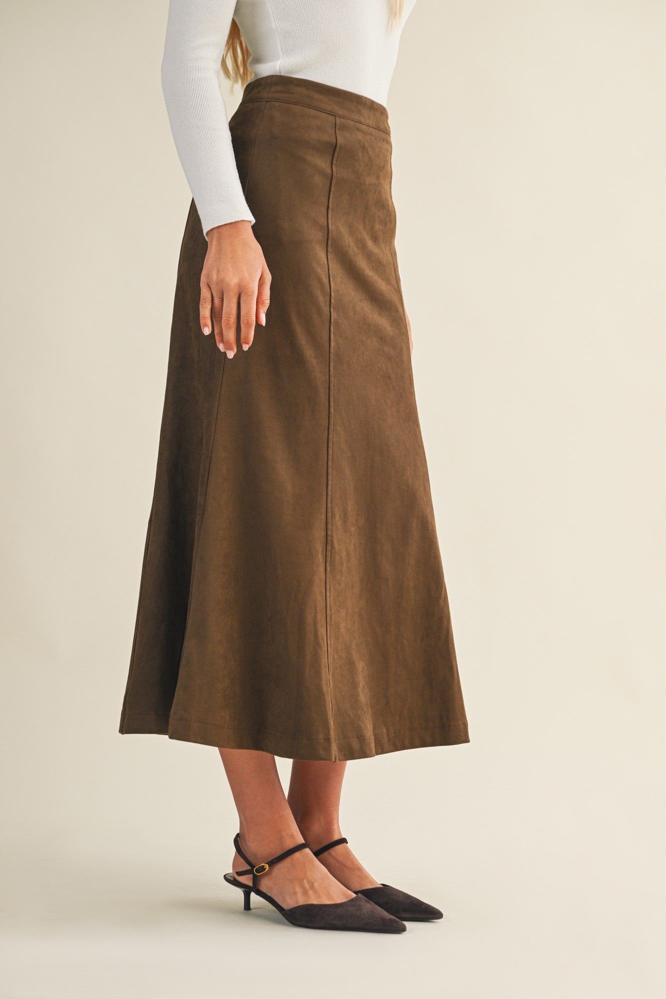 Mustard Seed Dark Oak Fluted Skirt