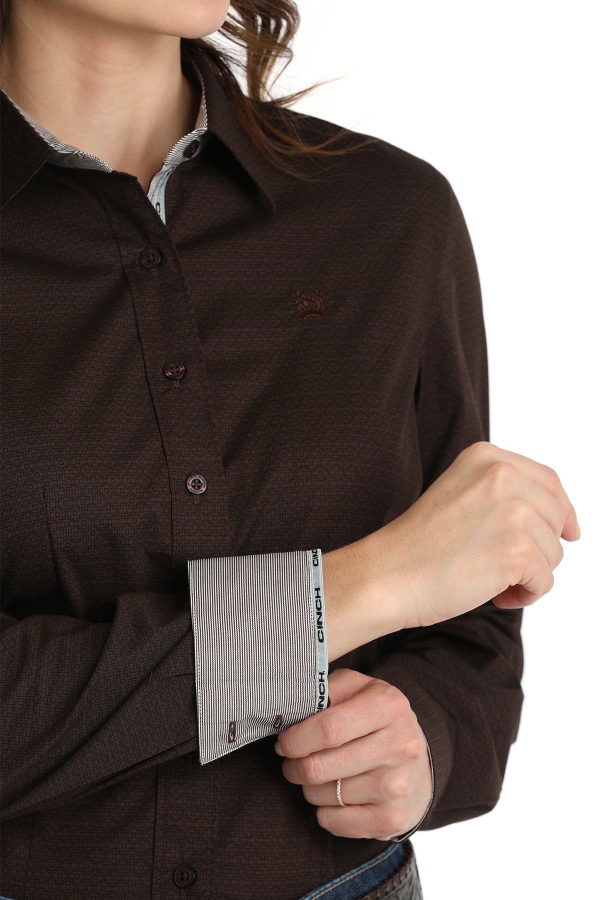 Cinch Brown Tonal Print Shirt