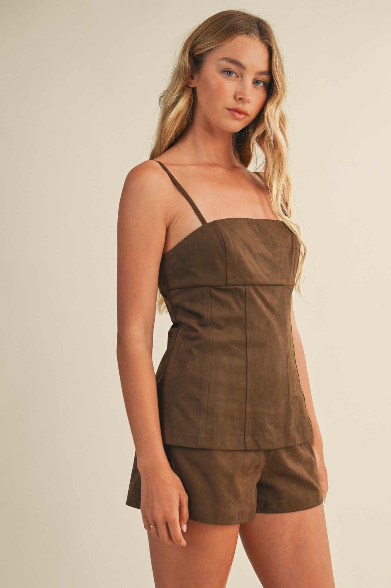 Mustard Seed Brown Suede High waist Shorts