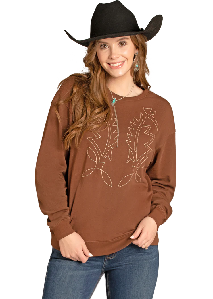Rock&Roll Brown Boot Stitch Sweatshirt