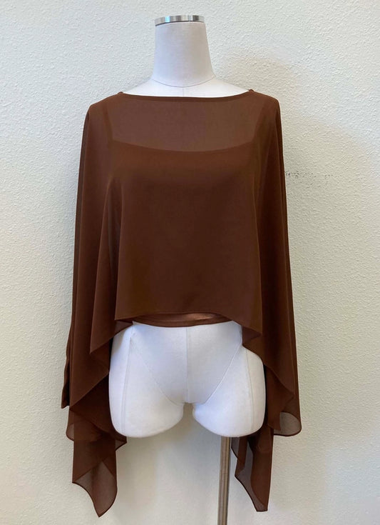 AC Brown Chiffon Sheer Poncho