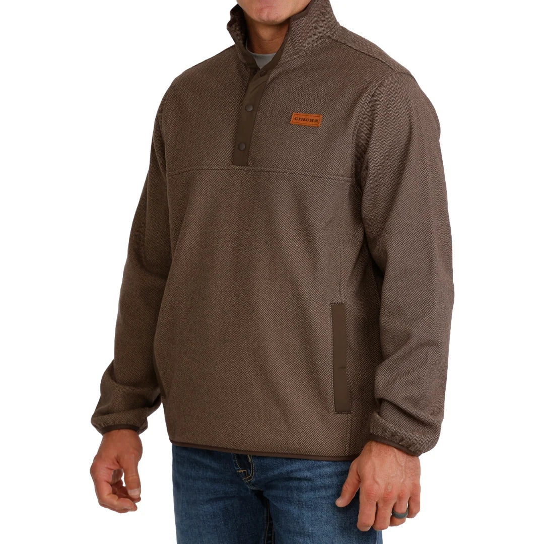 Cinch Mens Brown Herringbone Pullover