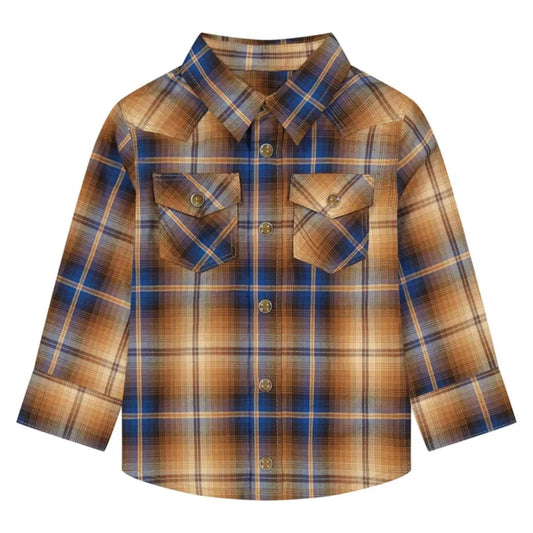 Wrangler Baby Boy Brown Plaid Snap Shirt