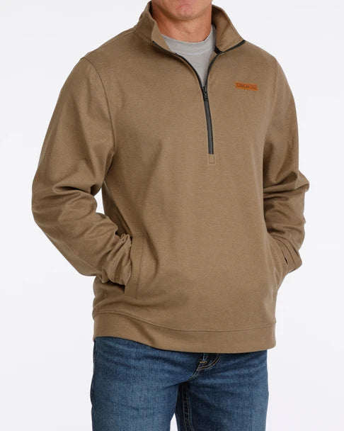Cinch Mens Quaterzip Pullover Brown