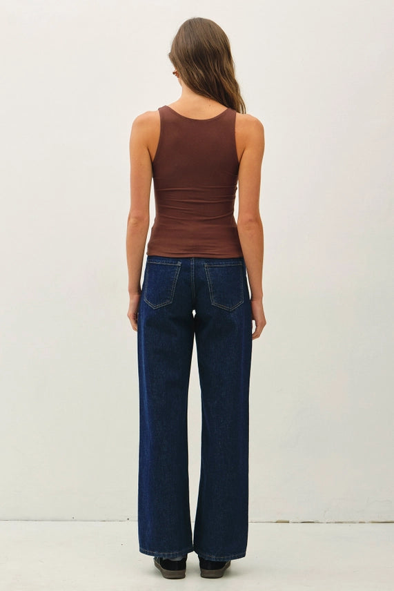 Be Cool Double Layered V-Neck Tank Brown