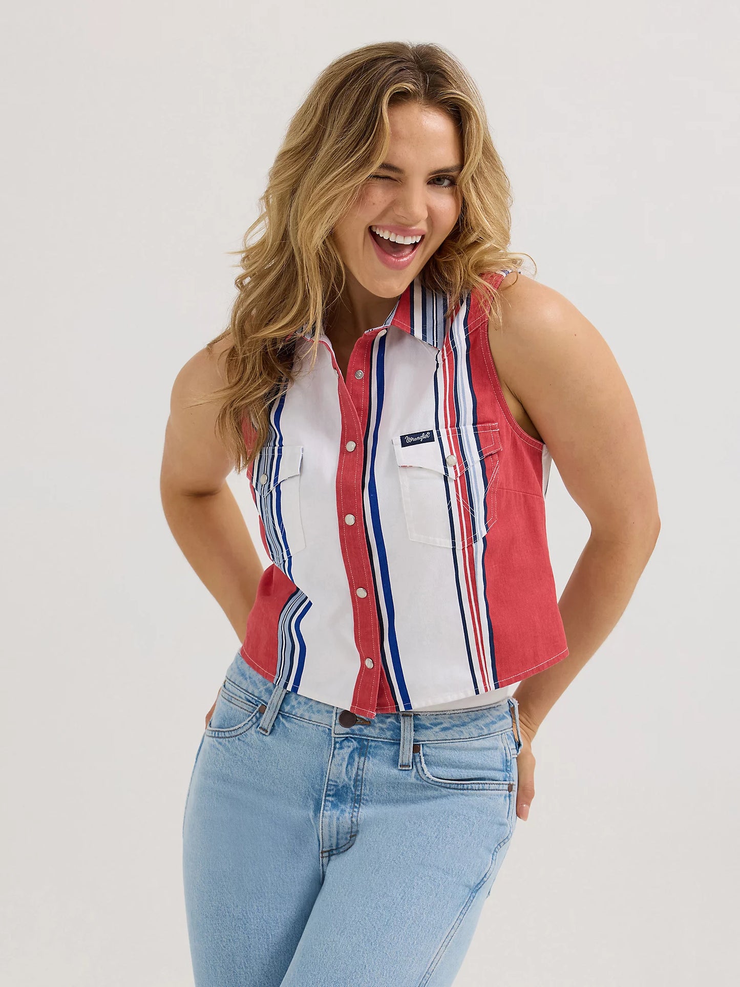 Wrangler Brushpopper Crop Snap Top