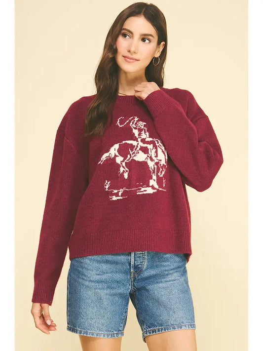 Pinch Burgundy Cowboy Sweater
