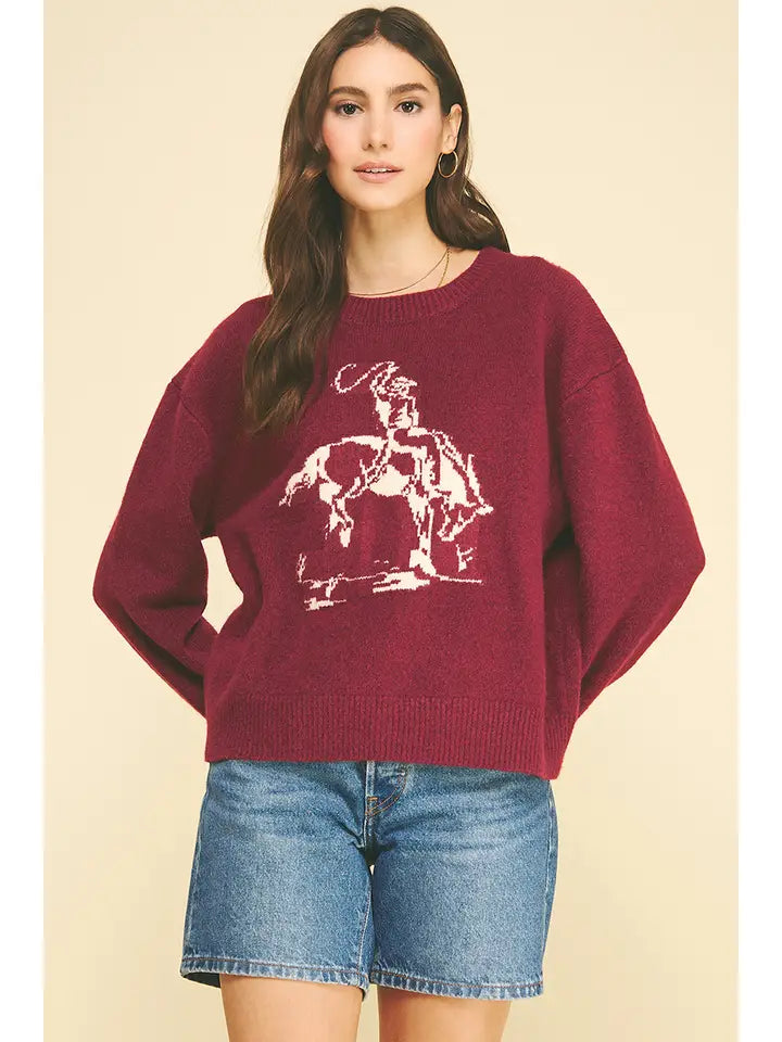 Pinch Burgundy Cowboy Sweater
