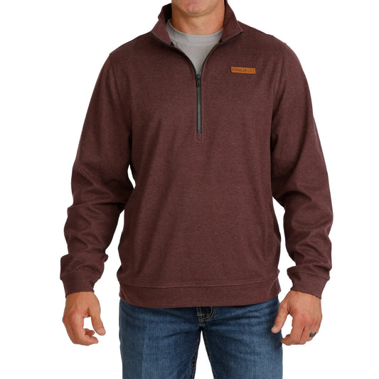 Cinch Mens Burgundy Quaterzip Pullovr