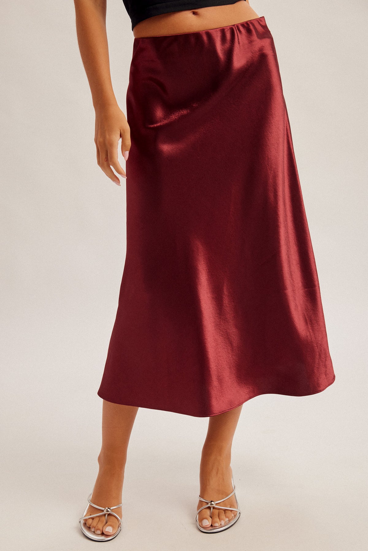 H&T Burgundy Satin Skirt