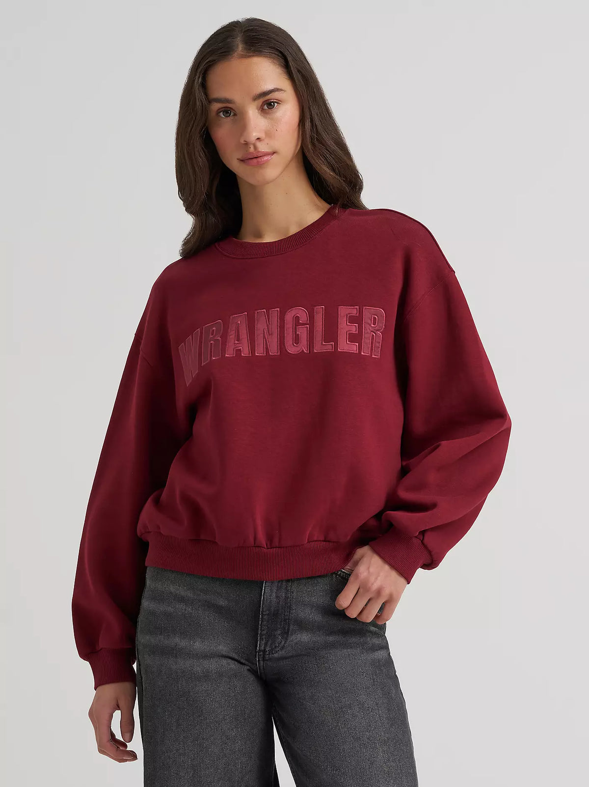 Wrangler Logo Canyon Crew Sweatshirt Burgundy