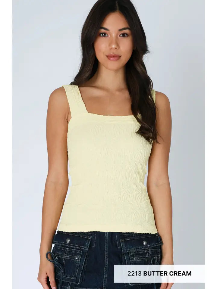 NikiBiki Floral Texture Square Tank White - Petticoat Junction