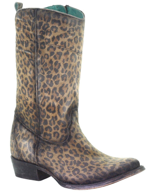 Corral Tall Leopard Round Toe Boot