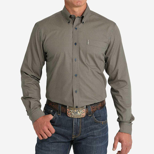 Cinch Modern Fit Brown Geo Print Shirt