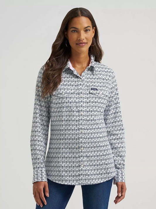 Wrangler Blue Boots Snap Shirt