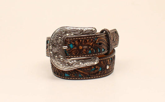 Ariat Girl's Brown/Turq Tooled Belt