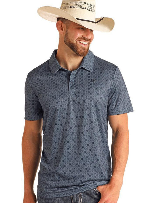 Rock&Roll Navy Geo Print Polo