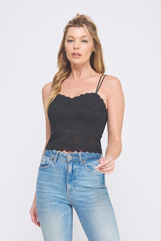 AR Black Jacquard Lace Scallop Bralette