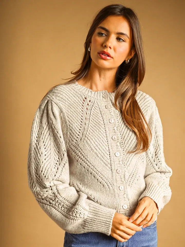 Miou Muse Cable Knit Cardigan Sweater