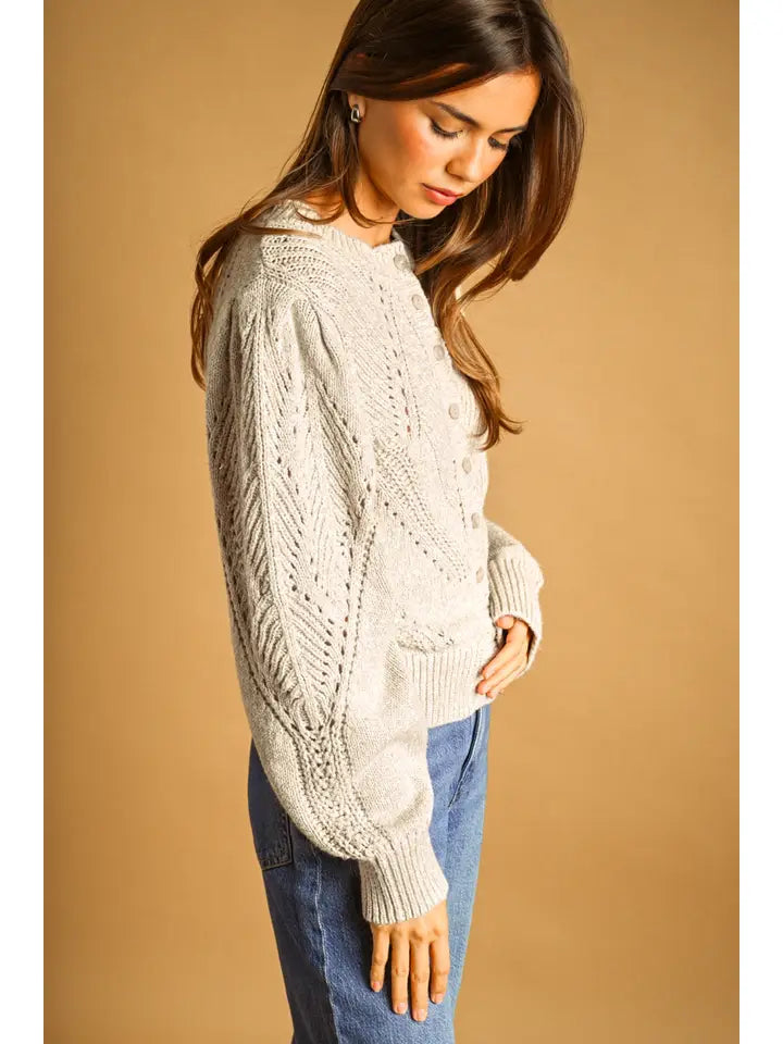 Miou Muse Cable Knit Cardigan Sweater
