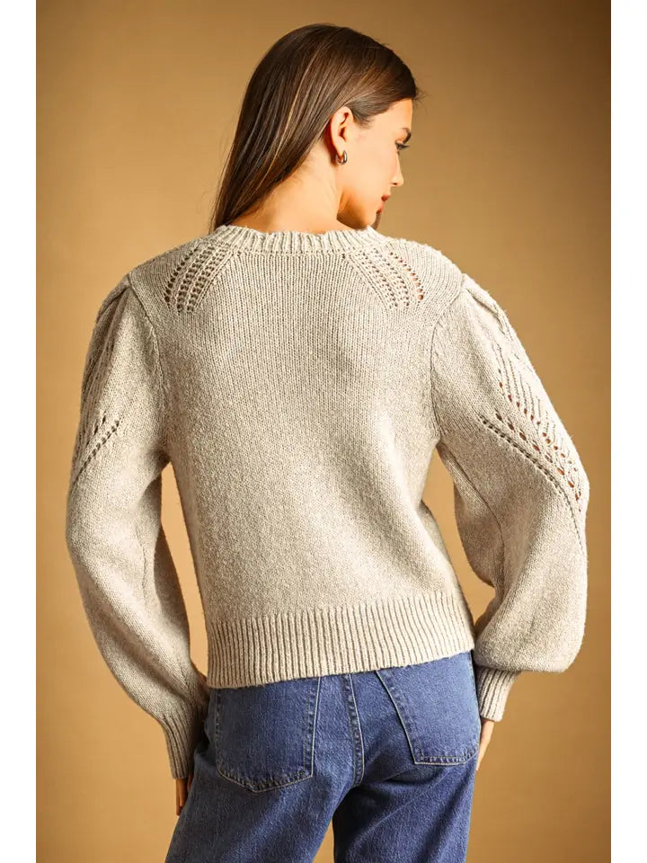 Miou Muse Cable Knit Cardigan Sweater