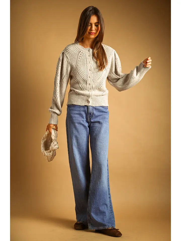 Miou Muse Cable Knit Cardigan Sweater