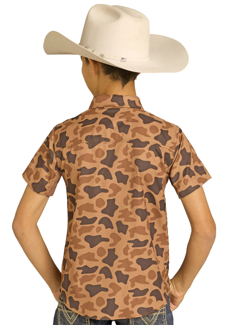 Rock&Roll Boy's Camel Camo Tek Shirt
