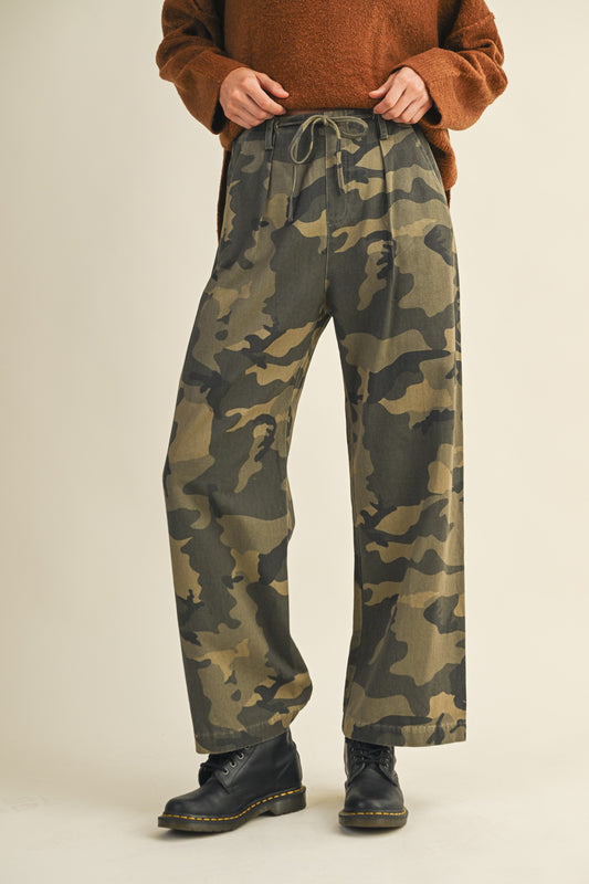 Mustard Seed Camo Front Tie pants