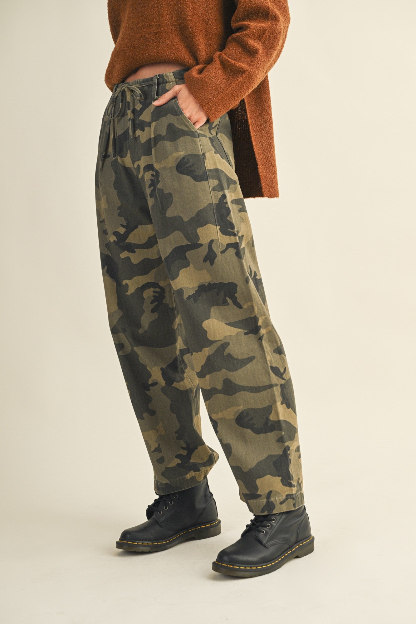 Mustard Seed Camo Front Tie pants