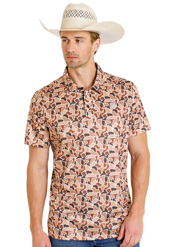 Rock&Roll Camel Steer Camo Polo