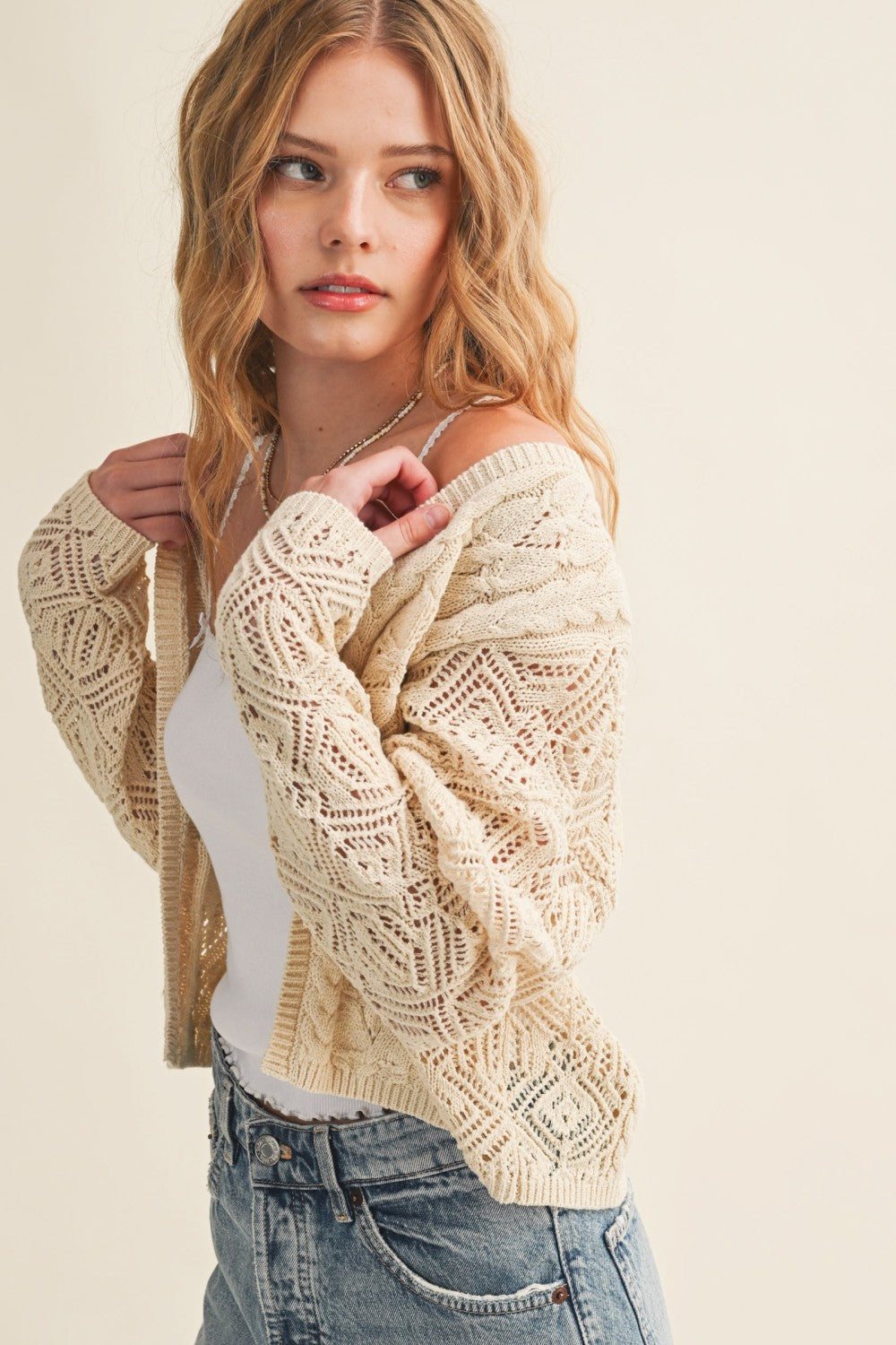 Miou Muse Cream Knit Cardigan