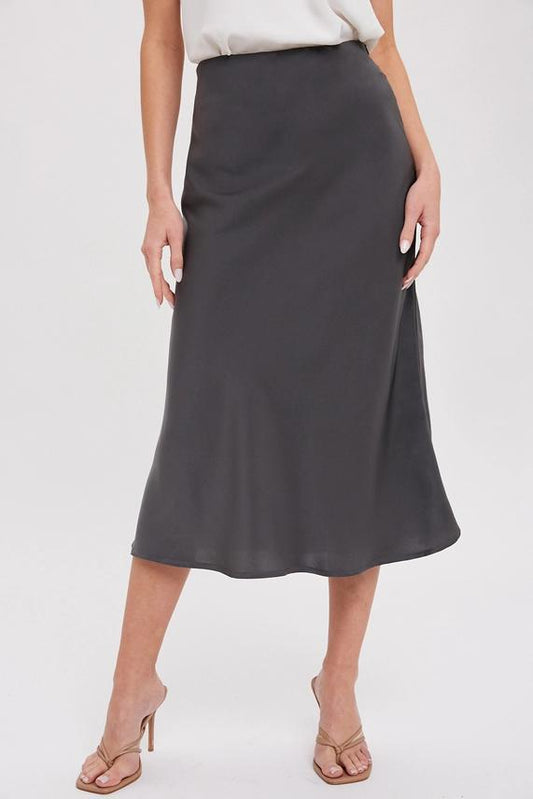 Bluivy Satin Midi Skirt Ash