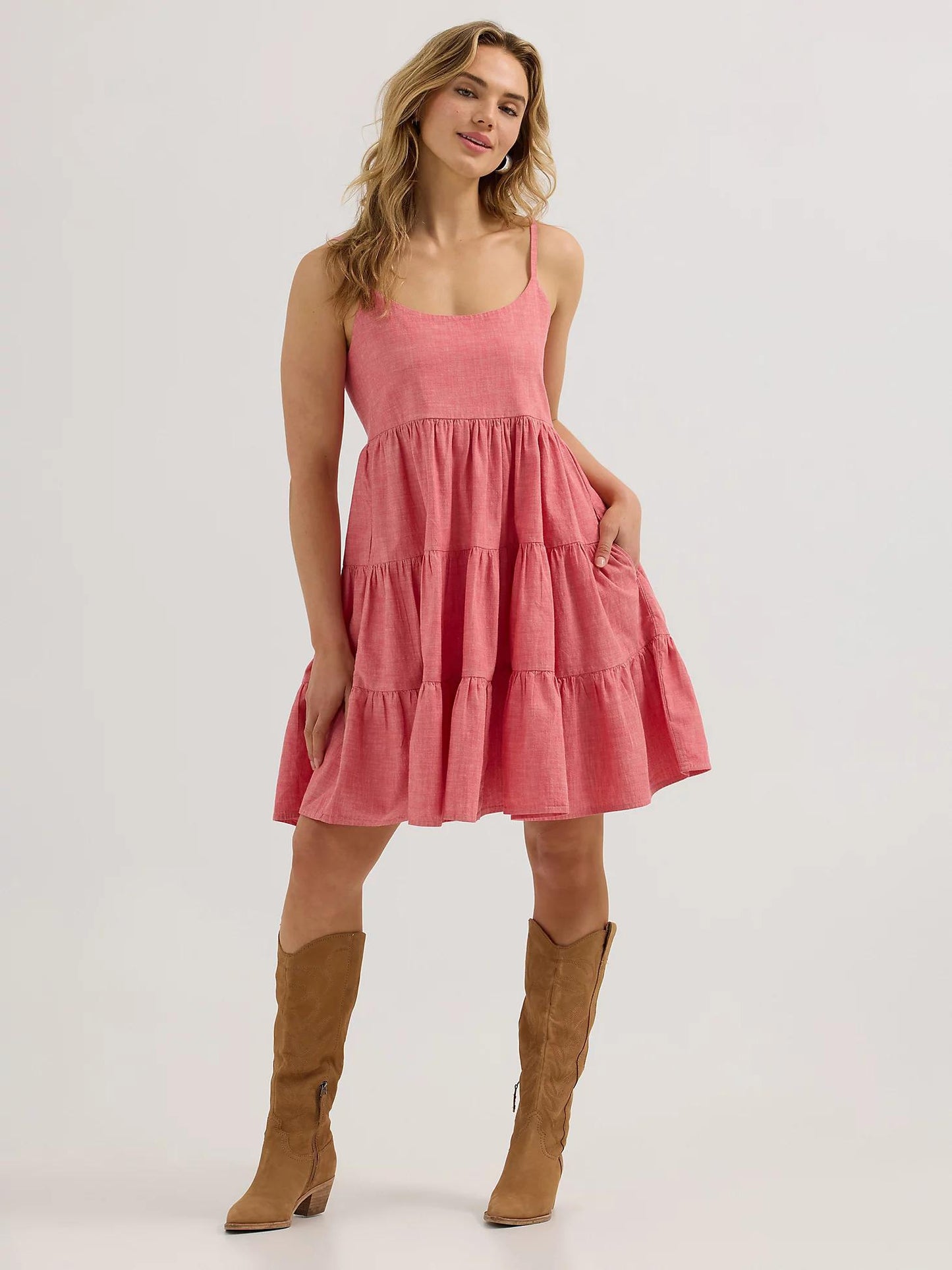 Wrangler Red Strappy Tiered Dress