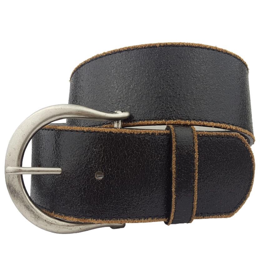 AXW Wide Leather Horseshoe Buckle Belt