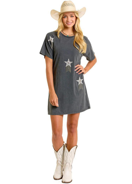 Rock&Roll Rhinestone Star T-Shirt Dress