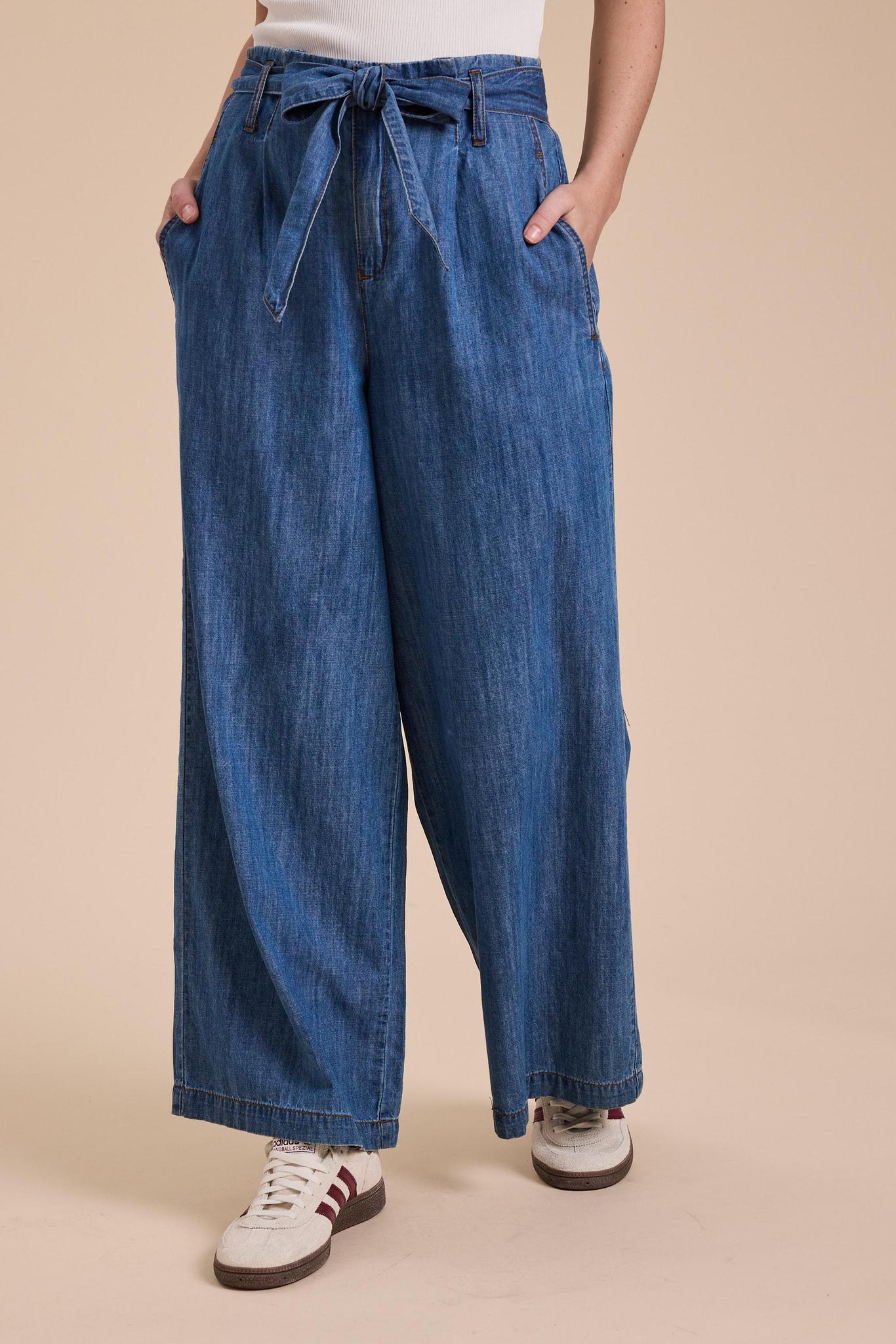 Miou Muse Denim Paperbag Wide Leg