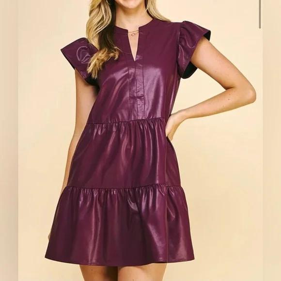 Pinch Deep Wine Faux Leather Dress