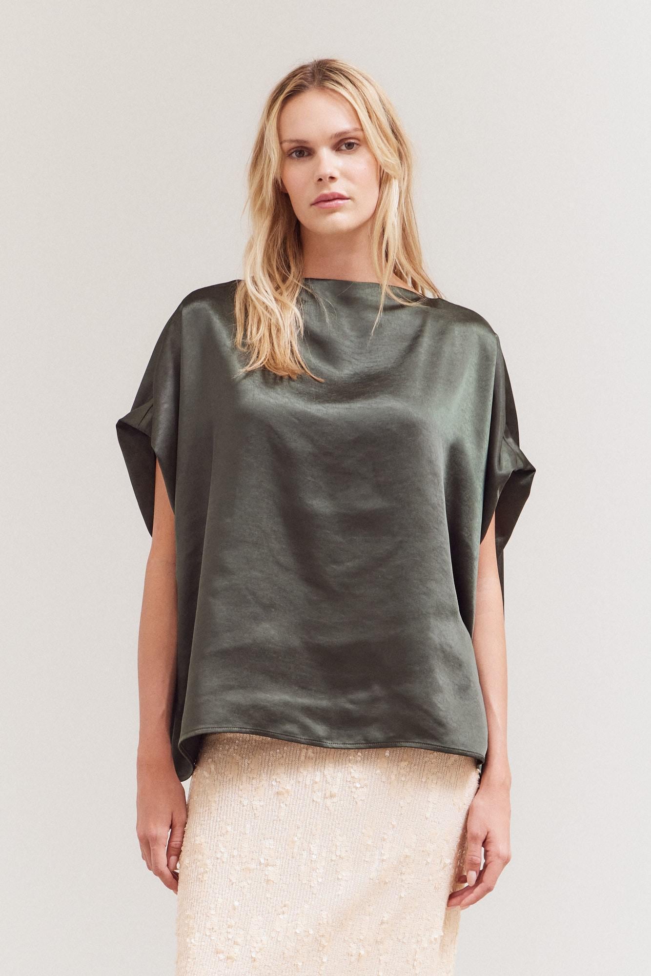 G&G Deep Forest Draped Loose Fit Top