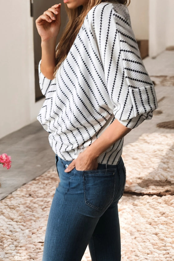 LDC Chevron Striped V-neck Top