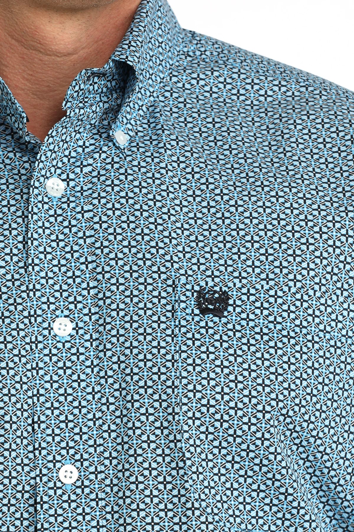 Cinch Men's Classic Fit Blue Western Button Down SS