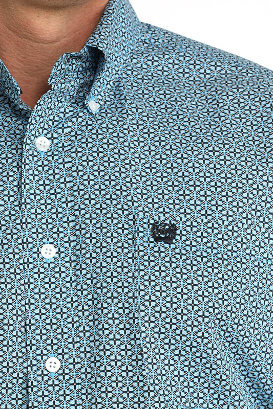 Cinch Men's Classic Fit Blue Western Button Down SS