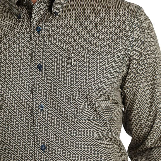 Cinch Modern Fit Brown Geo Print Shirt