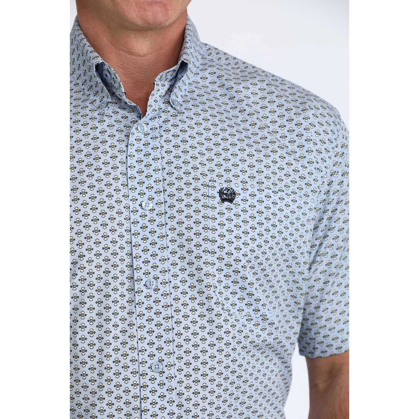 Cinch SS Blue Geo Print Shirt - Petticoat Junction